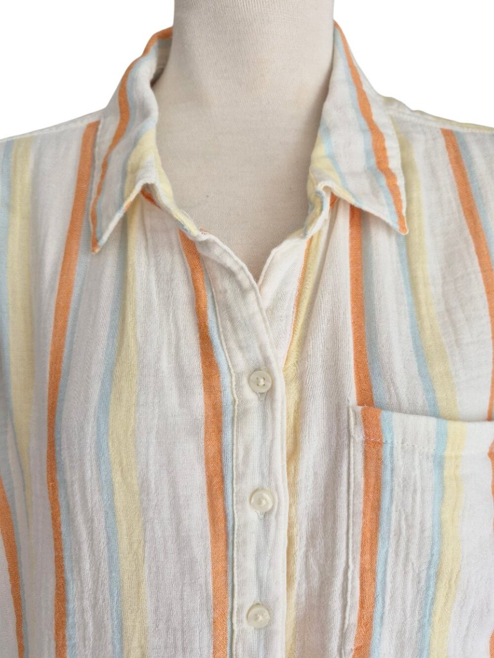 ANA NWT Cotton Gauze Multicolor Striped Shirt Tunic Size M - Picture 4 of 14